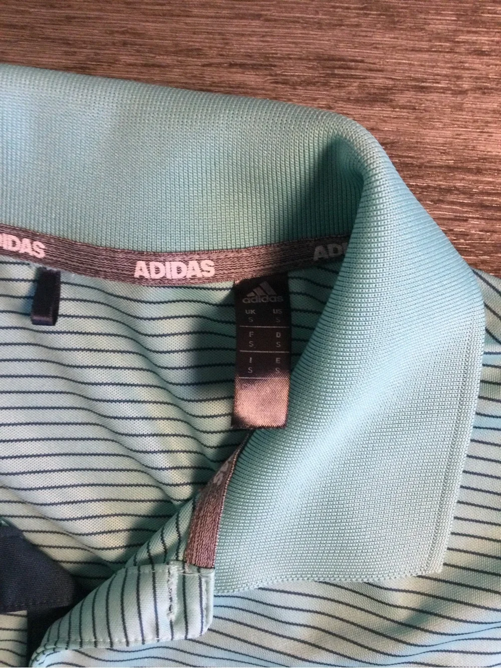 adidas Men's Teal Striped Performance Polo